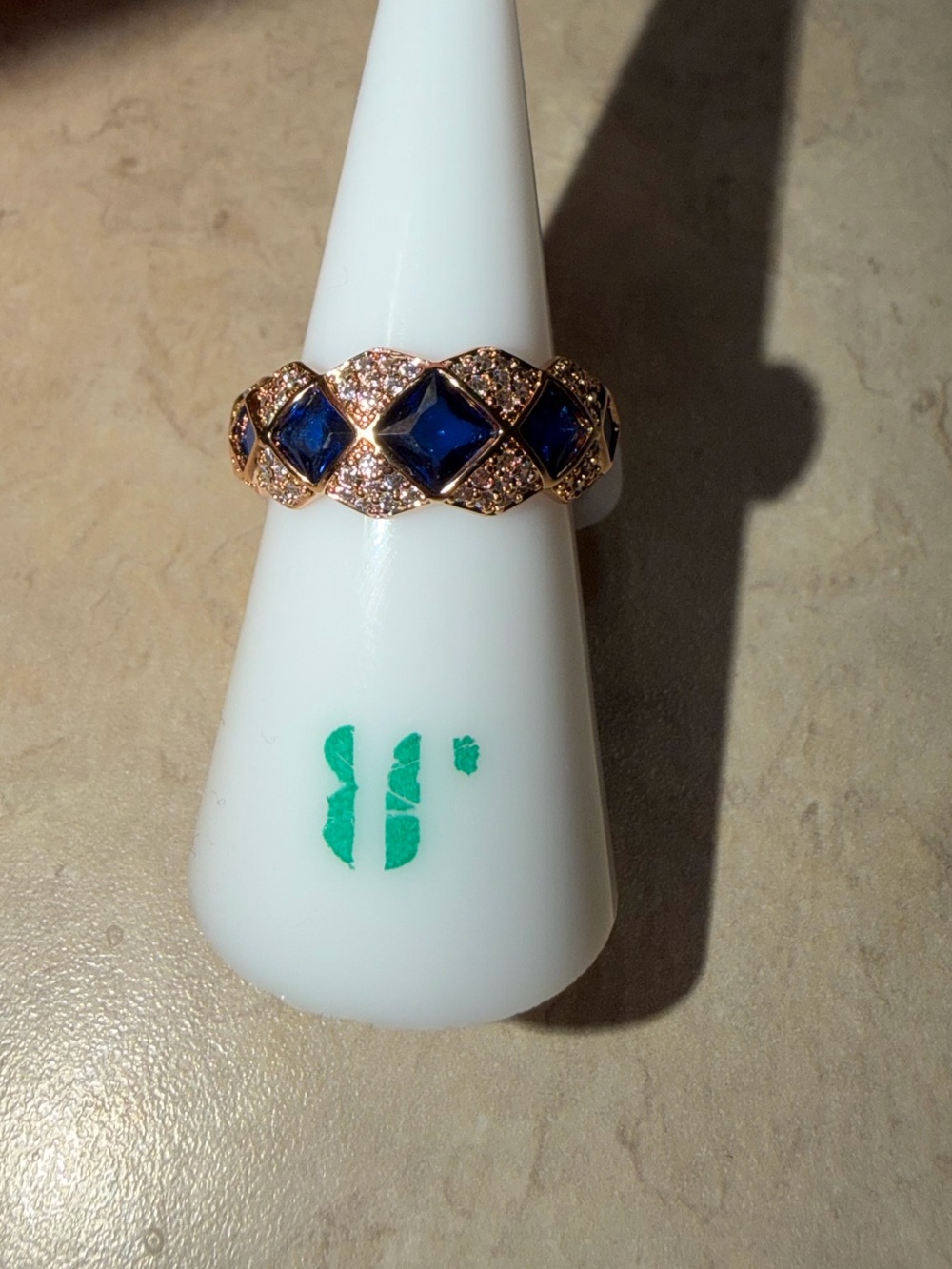Bomb Party September Size 7 Ring-Bossy and Booked Sapphire on Rose Gold